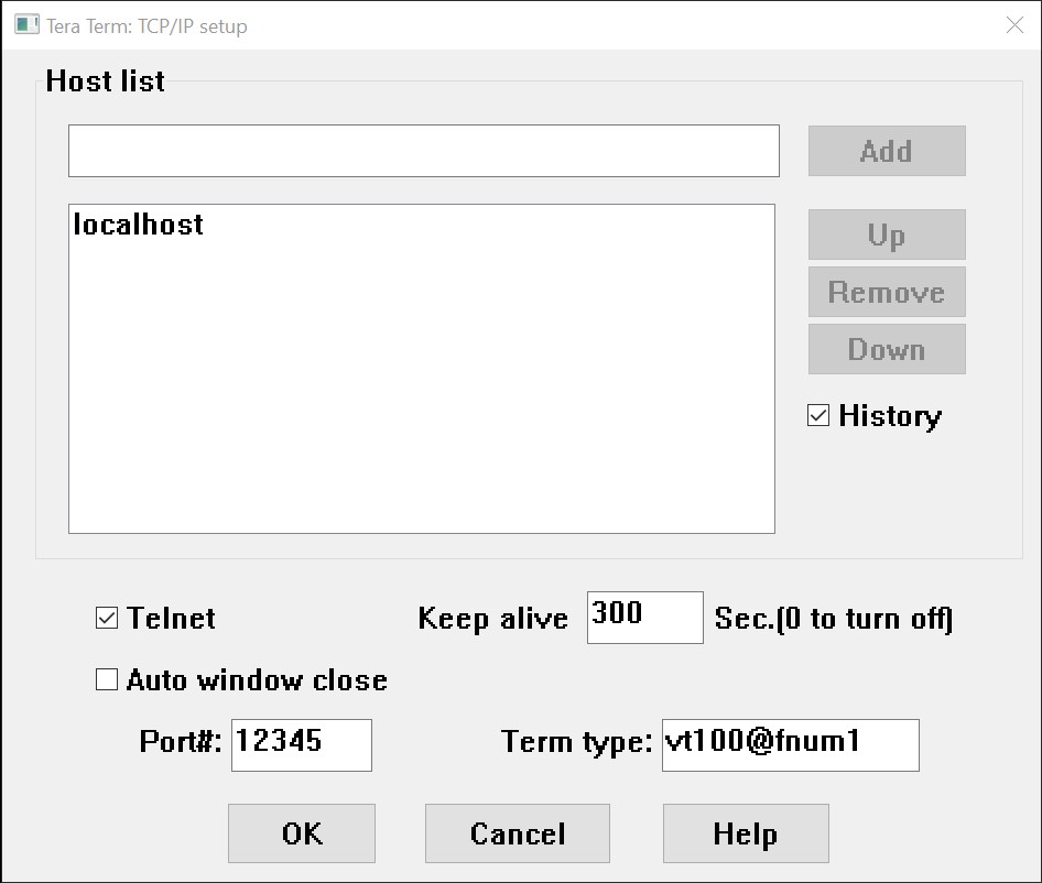 teraterm tcpip setup